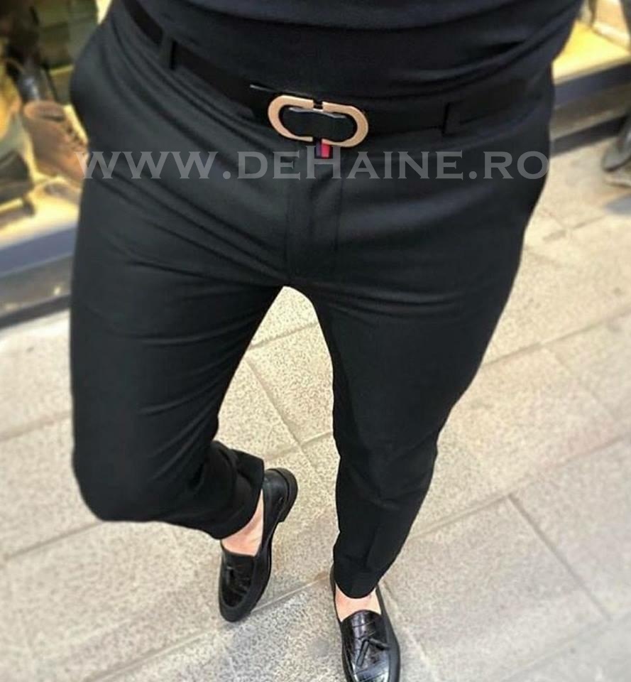 Pantaloni barbati eleganti negri B5391 B8