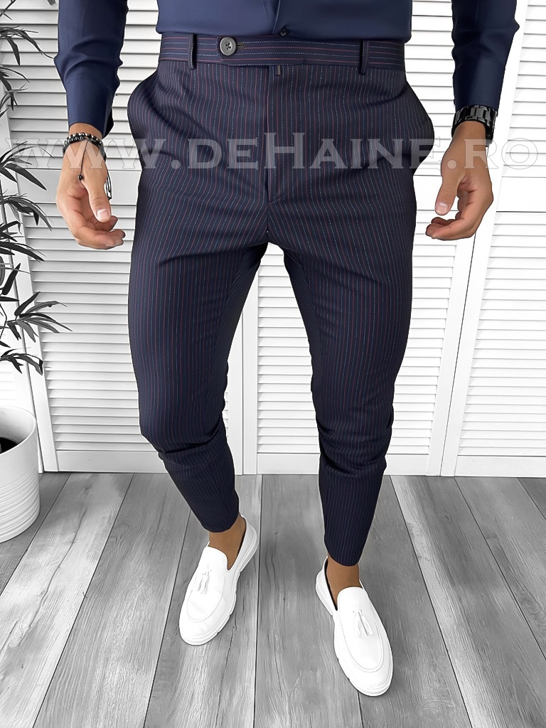 Pantaloni barbati eleganti regular fit bleumarin B9147 P18-4.2
