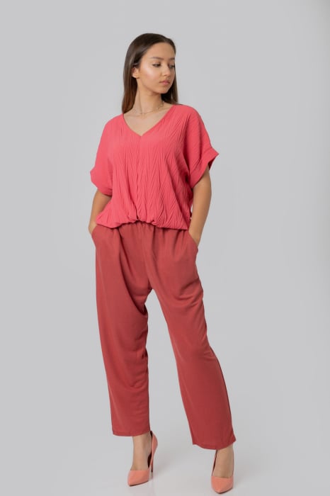 Pantaloni caramizii casual cu buzunare