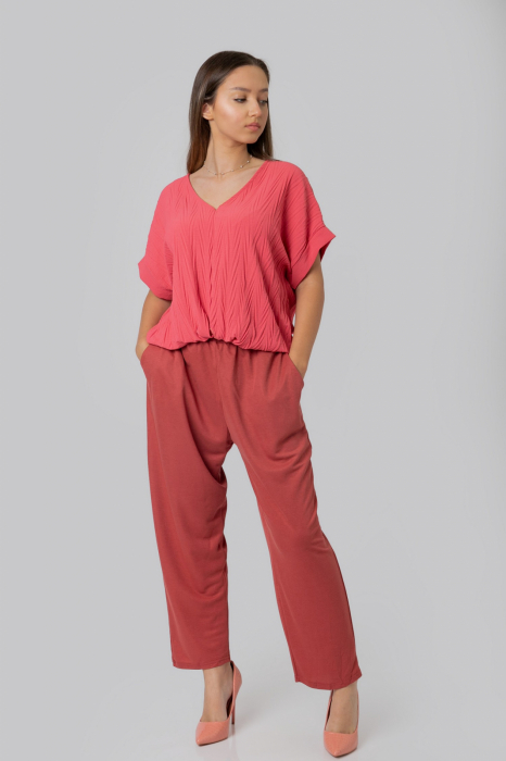Pantaloni caramizii casual cu buzunare