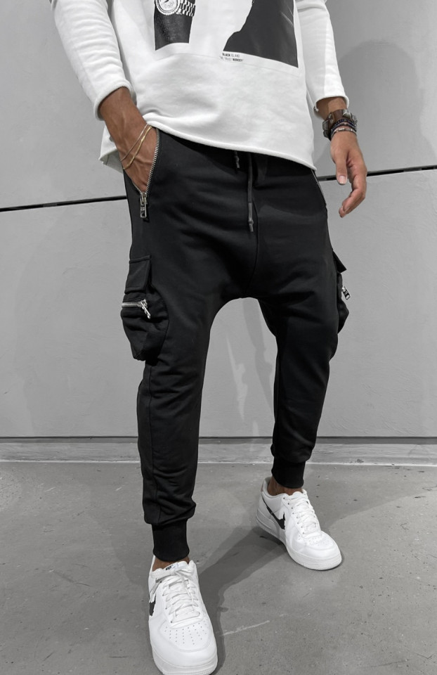 PANTALONI CU TUR POCKETS BLACK BL3(1466) (MĂRIME: L)