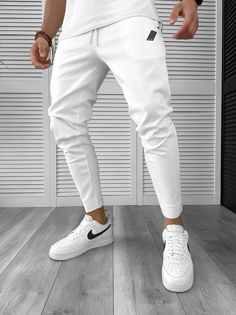 Pantaloni de trening albi conici 12604 P20-4.1