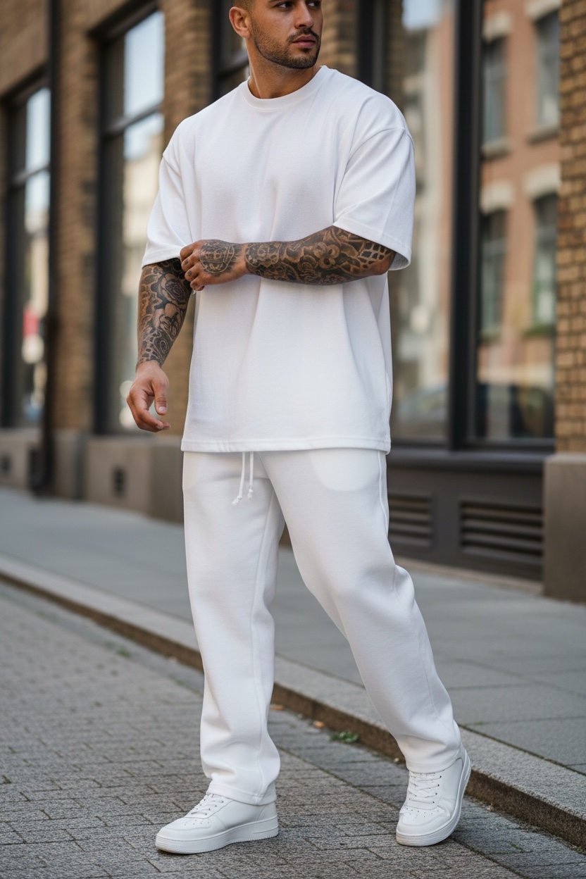 Pantaloni de trening albi conici 2567 22-2.3