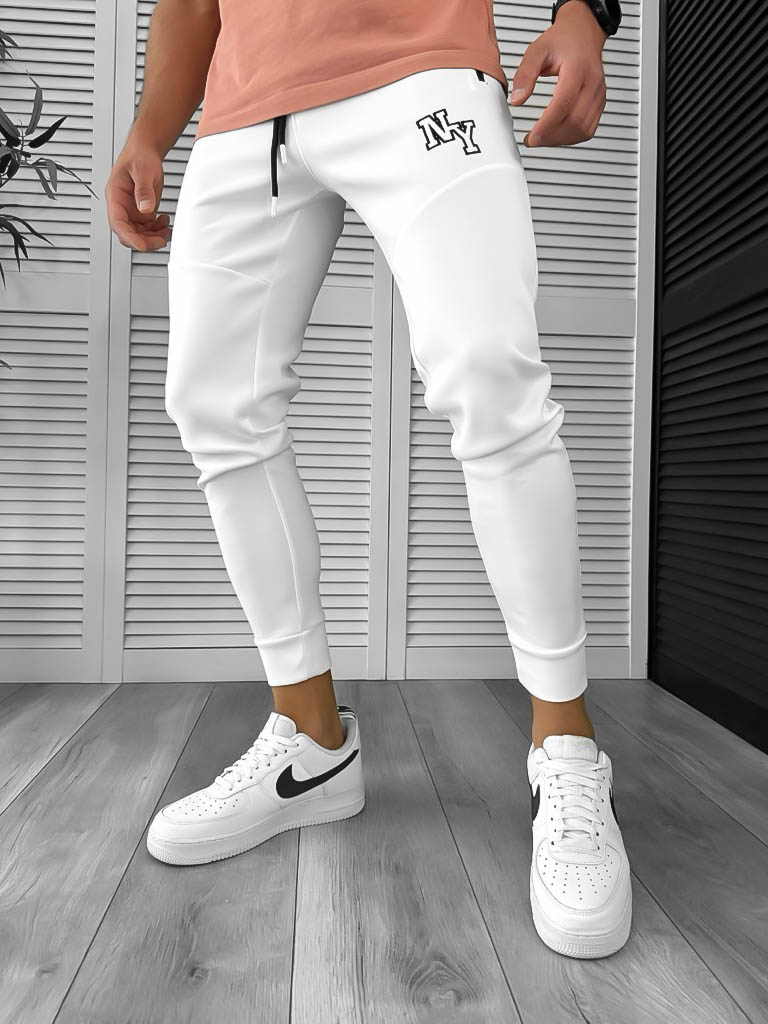 Pantaloni de trening albi cu defect DEF800 D4-5.4