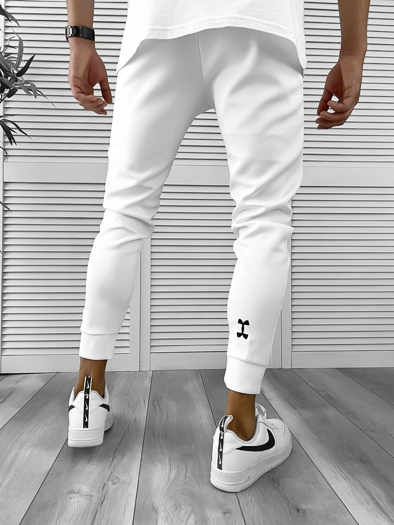 Pantaloni de trening albi silon conici 12379 K1-4