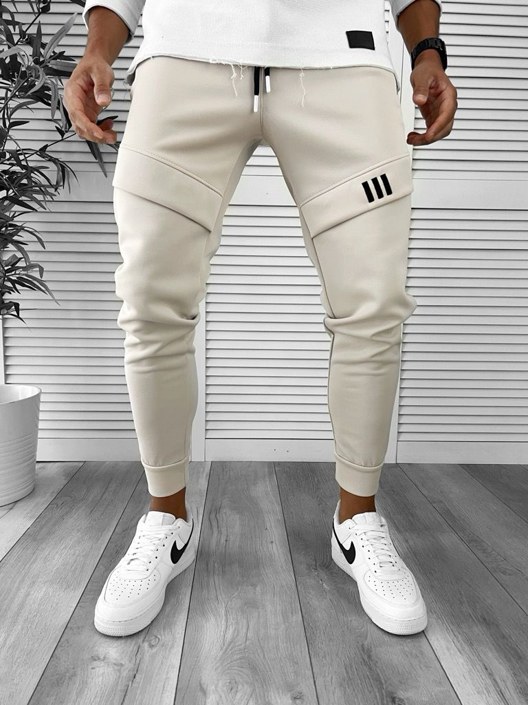 Pantaloni de trening bej conici 12259 S5-3