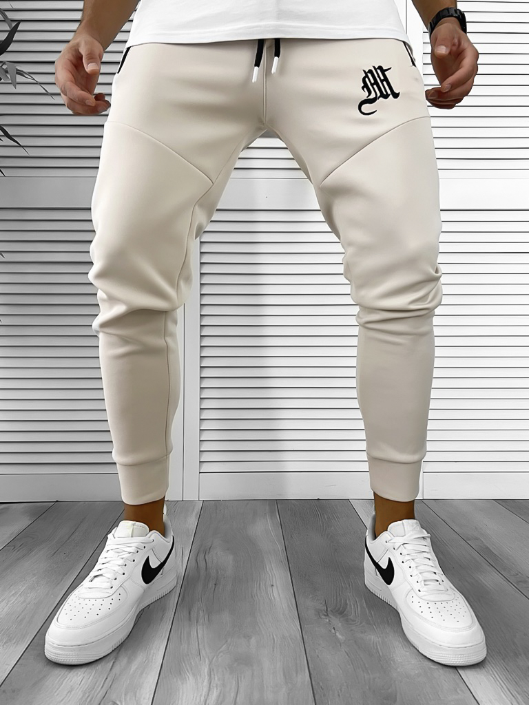 Pantaloni de trening bej silon conici 12375 23-3.1