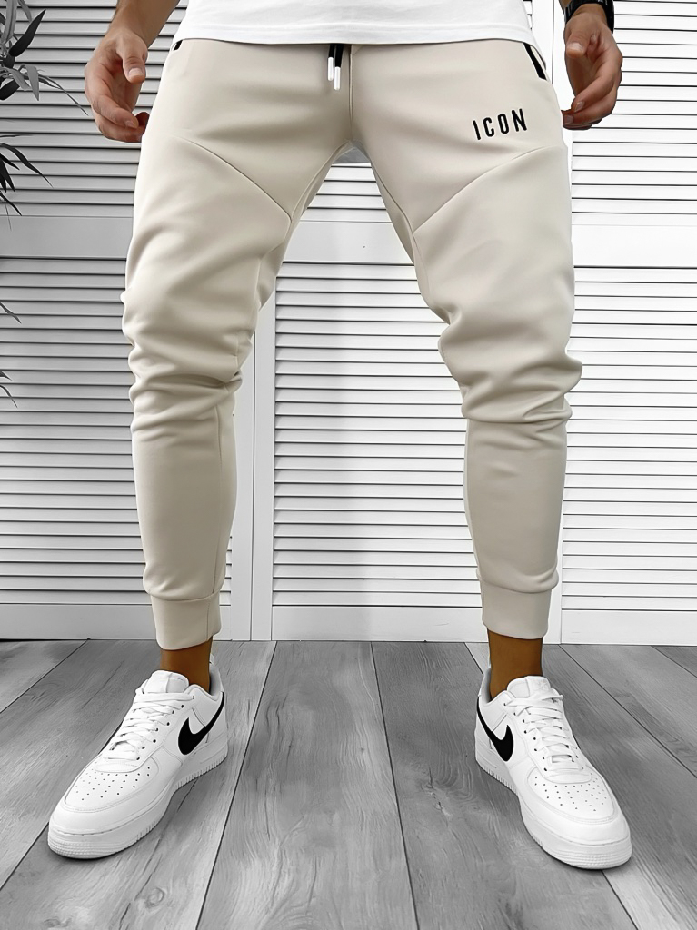 Pantaloni de trening bej silon conici 12377 D2-1.2