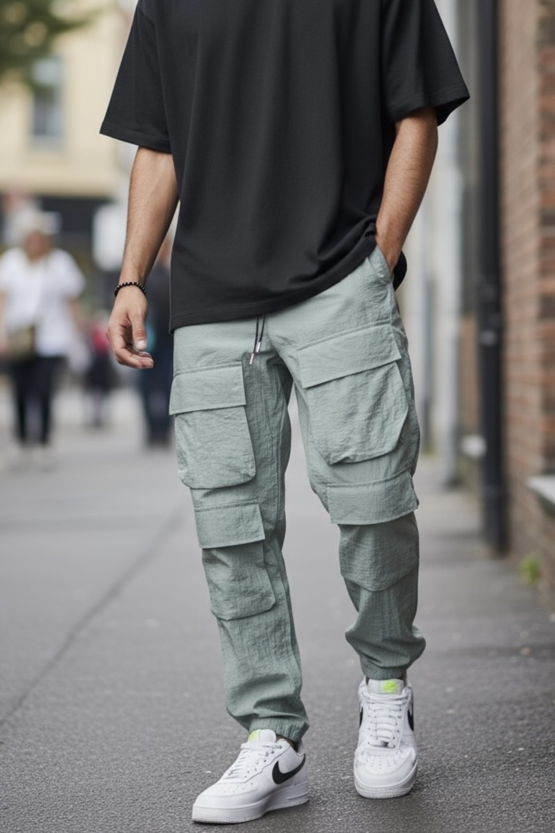 Pantaloni de trening cargo kaki conici Y239 7-2.1