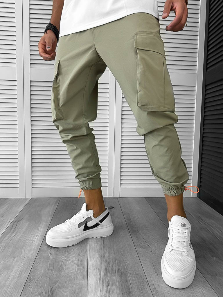 Pantaloni de trening cargo kaki conici Y410 P19-2.2