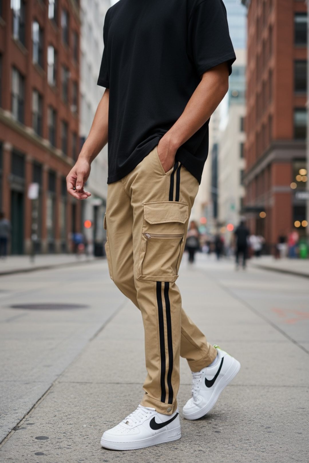 Pantaloni de trening cargo maro conici Y148 14-4.2