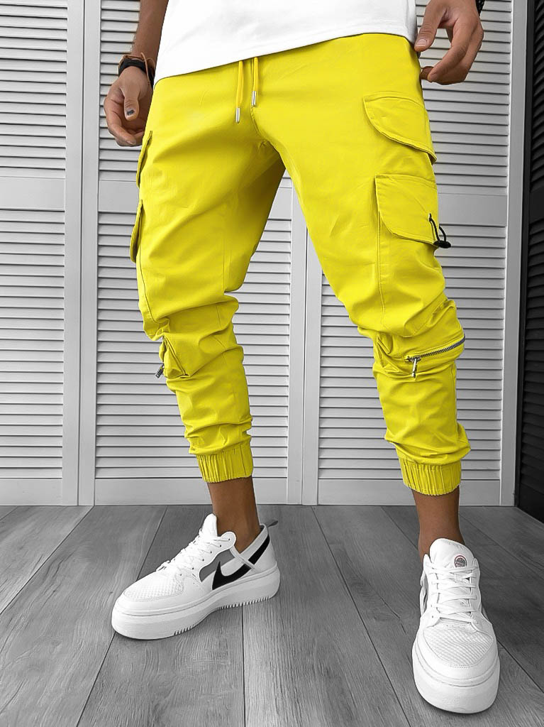 Pantaloni de trening cargo mustar conici Y101 P20-4.3
