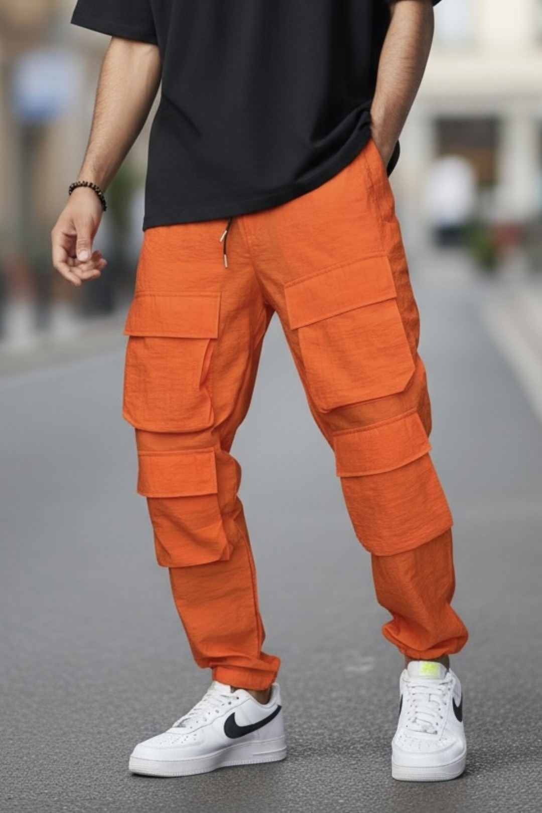 Pantaloni de trening cargo orange conici Y239 18-3.3