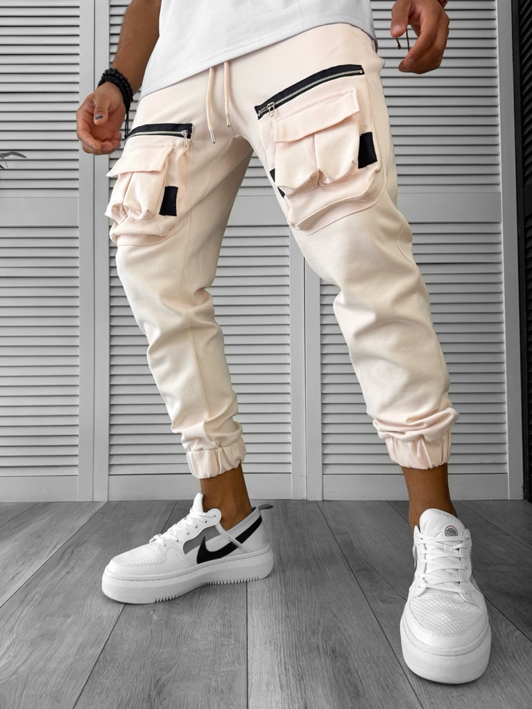 Pantaloni de trening cargo roz conici Y256 33-4.3