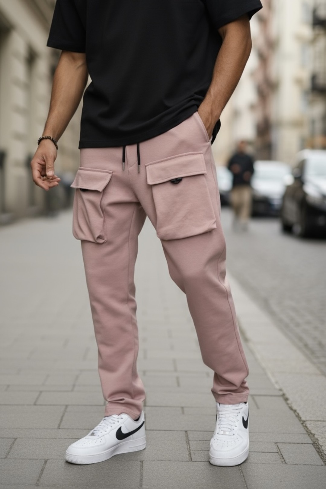 Pantaloni de trening cargo roz Y198 P18-5.3