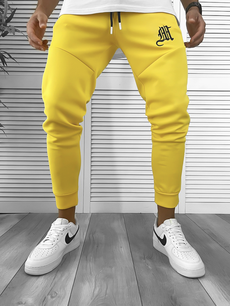 Pantaloni de trening galbeni silon conici 12375 23-3.1