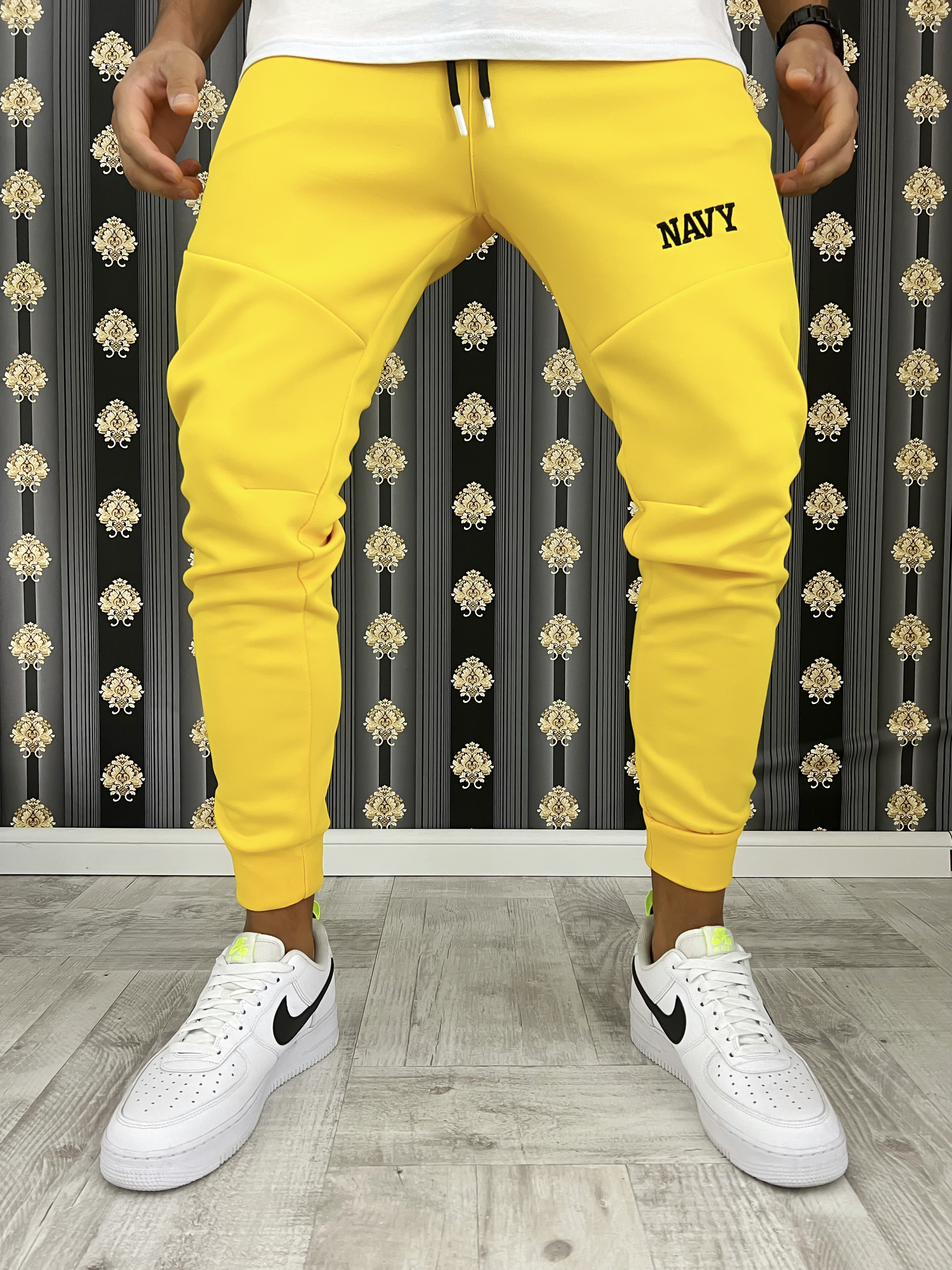 Pantaloni de trening galbeni silon conici 12376 23-4.1