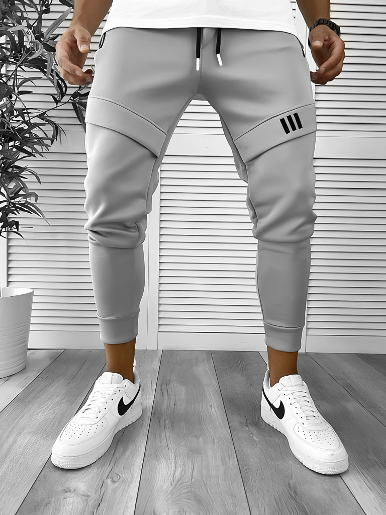 Pantaloni de trening gri inchis conici 12259 S7