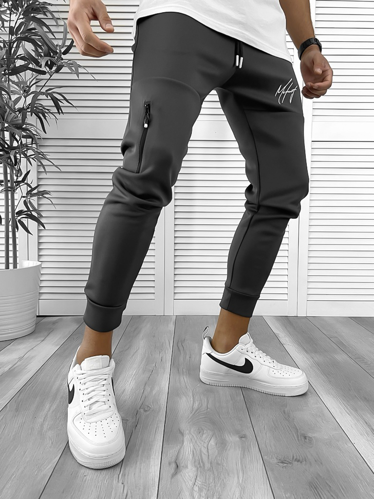 Pantaloni de trening gri inchis silon conici 12378 O5-3.1