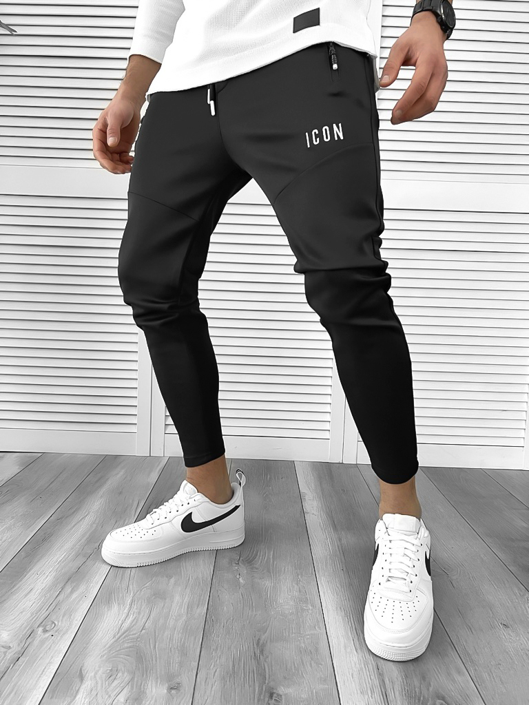 Pantaloni de trening negri conici 10209 87-4.1