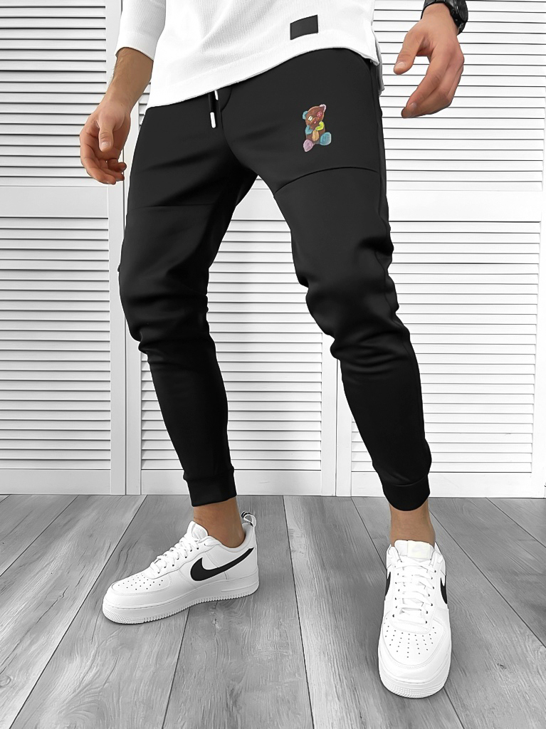 Pantaloni de trening negri conici 10238 79-2