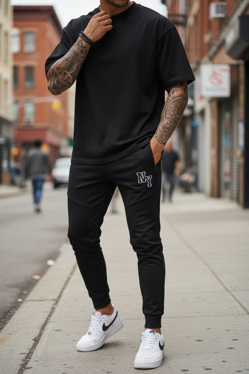 Pantaloni de trening negri conici silon 12347 X11