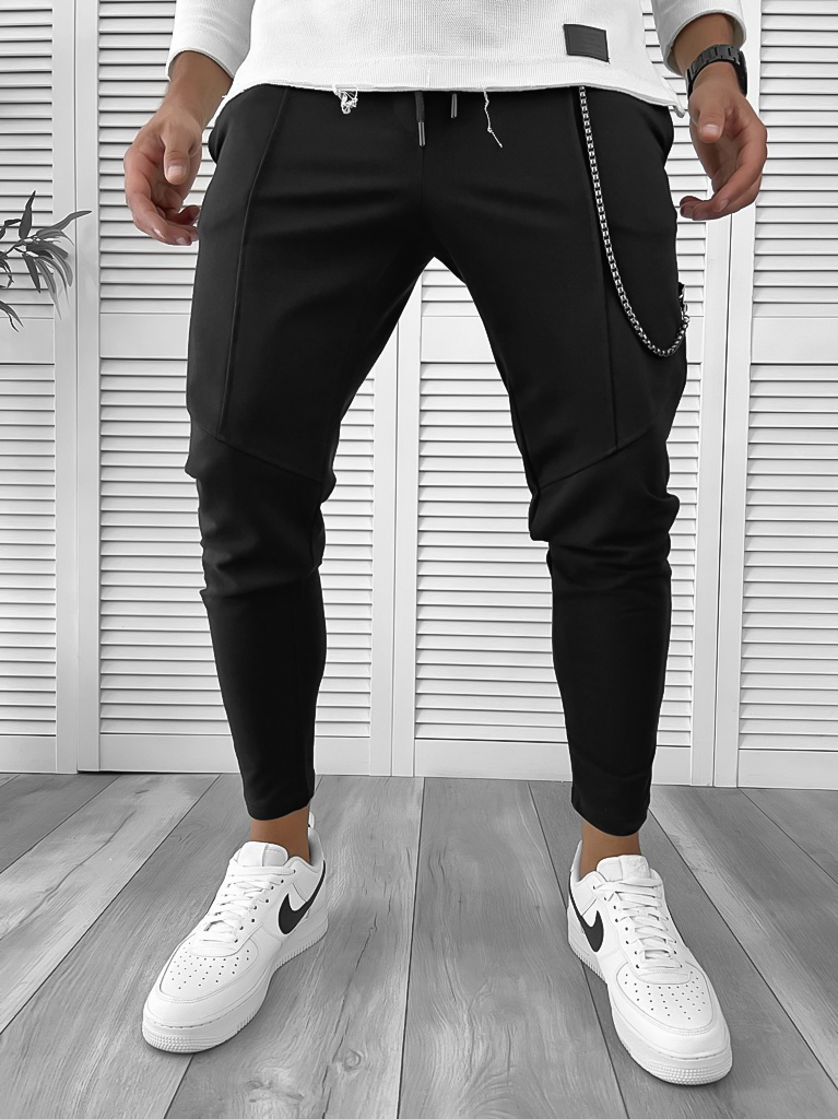 Pantaloni de trening negru conici 12109 Y9-1.2.3