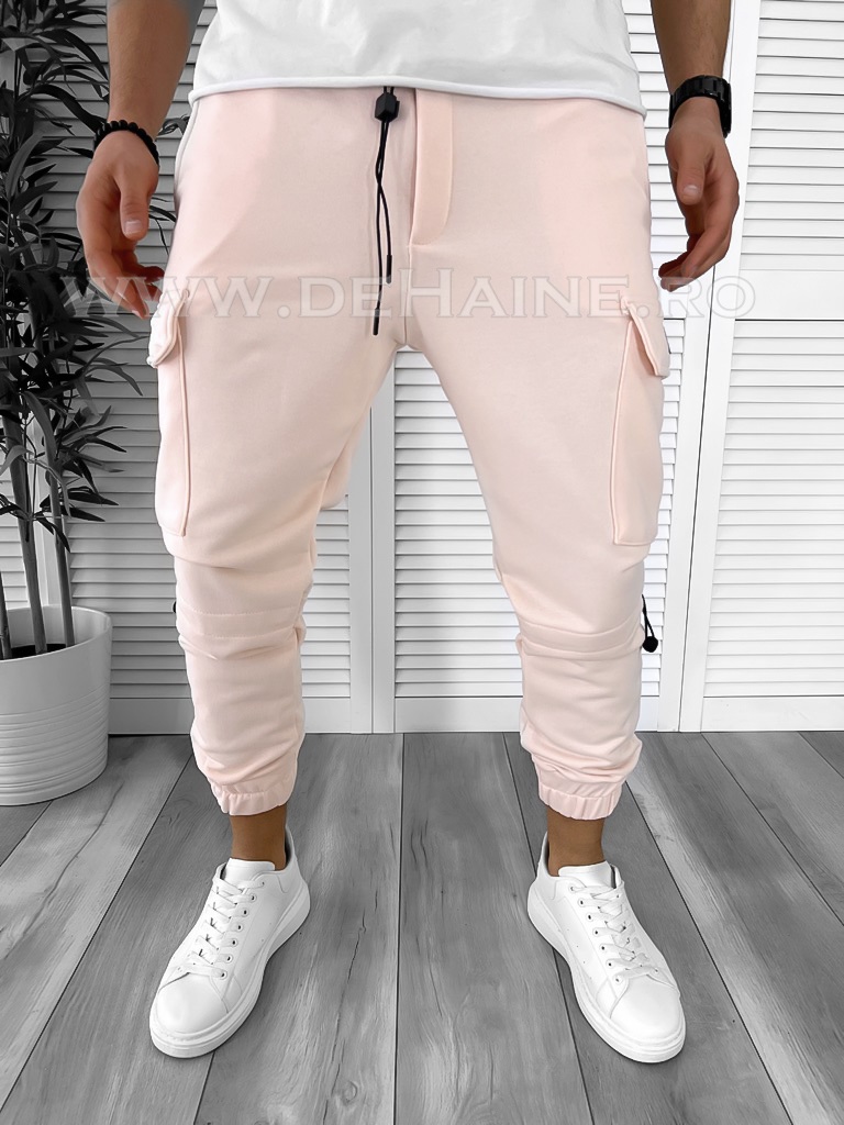 Pantaloni de trening roz pudra conici K020 D6-5.2