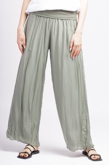 Pantaloni kaki din matase si vascoza,, tip salvari