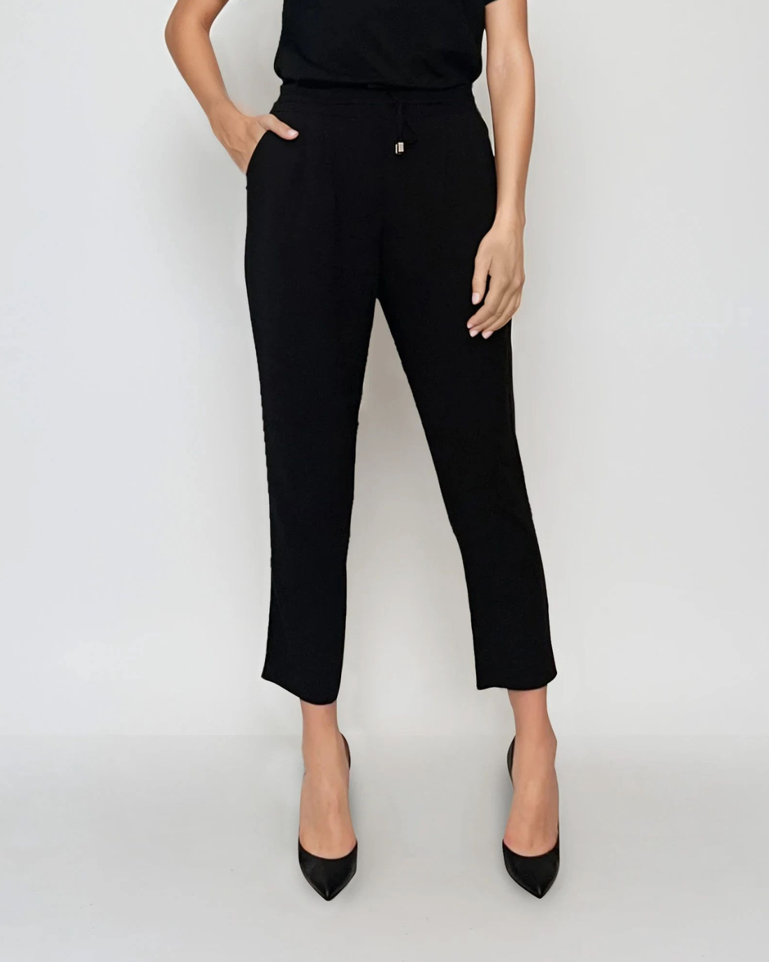Pantaloni lungi conici din bumbac cu buzunare negru - 36