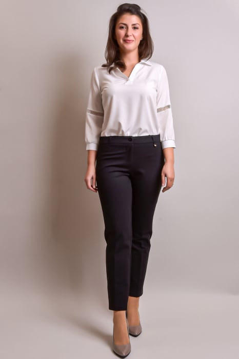 Pantaloni office negri cu talie inalta
