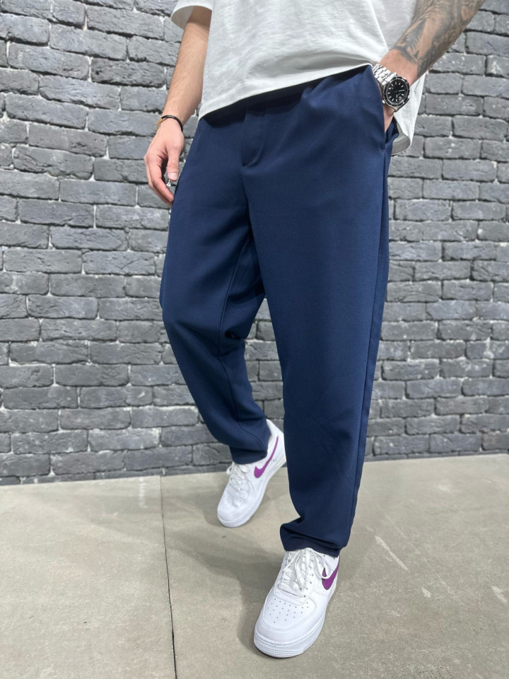 PANTALONI RELAXED FIT NAVY-BLUE BGAS1126(2002) (MĂRIME: M)