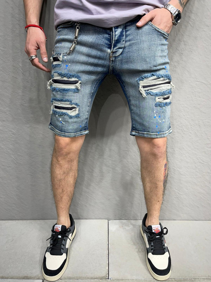 PANTALONI SCURTI MVP PATCHES BLUE PSAS99(6920) (MĂRIME: 33)