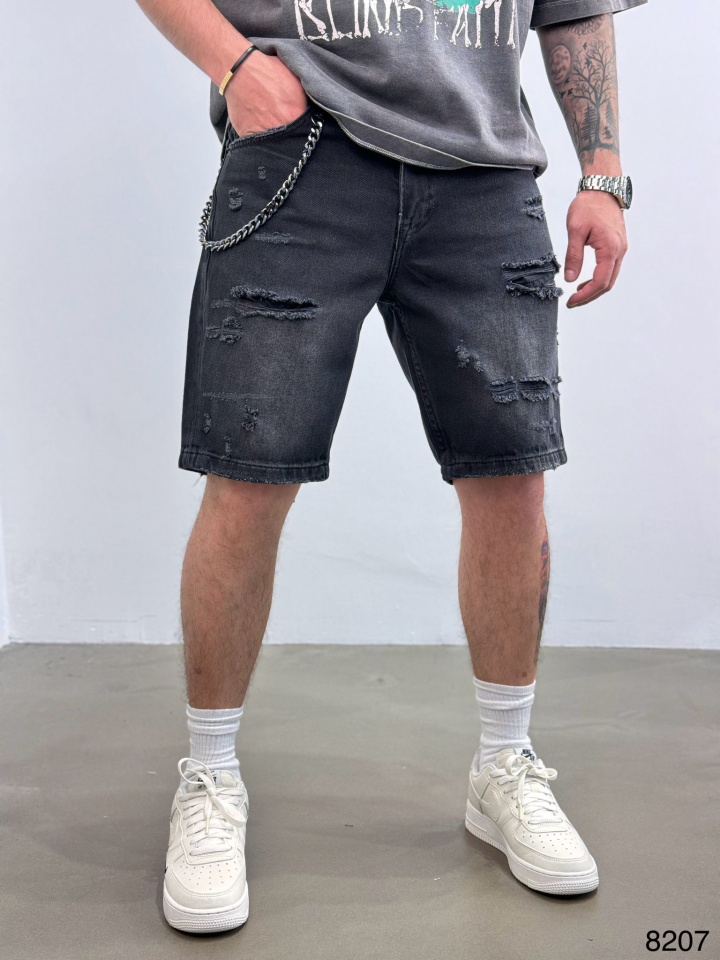 PANTALONI SCURTI RUPTURI BLACK PSAS190(8697/8207) (MĂRIME: 30)