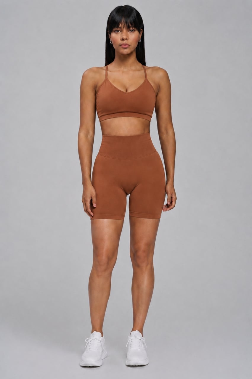 Pantaloni Scurți Sport Seamless Push-Up, LGS18, maro - poza 2