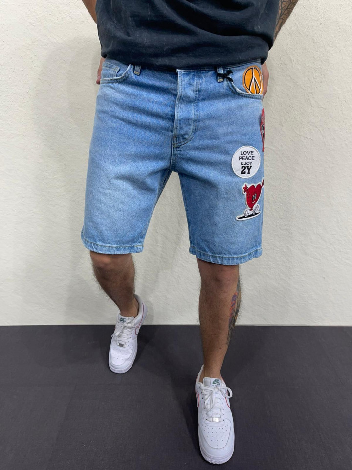PANTALONI SCURTI STICKERS BLUE PSAS141(7323) (MĂRIME: 29)
