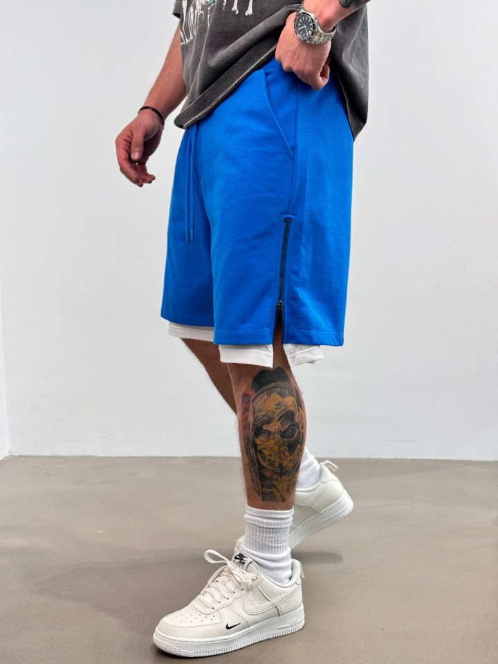 PANTALONI SCURTI ZIPPER SAKS-BLUE PSAS195(AJ6411) (MĂRIME: M)