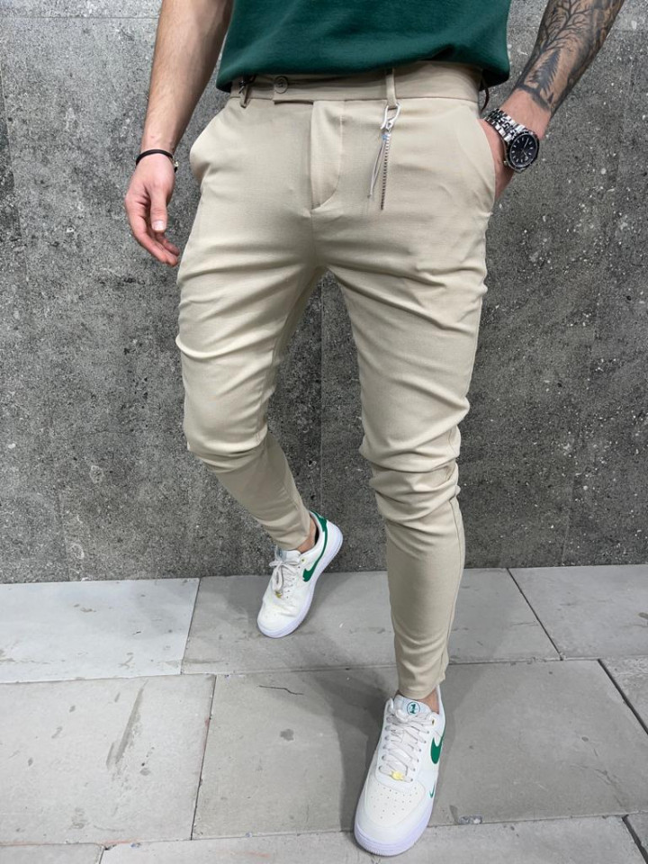 PANTALONI SLIM FIT CASUAL BEIGE BGAS1013(2010-6) (MĂRIME: 30)