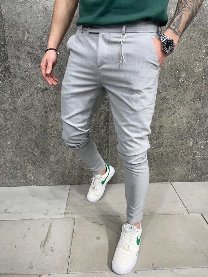 PANTALONI SLIM FIT CASUAL LIGHT-GREY BGAS1009(2010-6) (MĂRIME: 32)