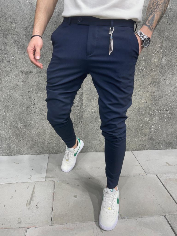 PANTALONI SLIM FIT CASUAL NAVY-BLUE BGAS1015(2010-6) (MĂRIME: 31)