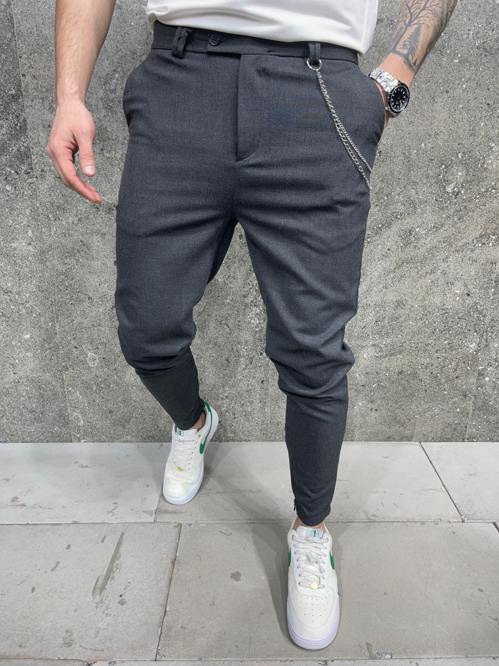 PANTALONI SLIM FIT ZIPPER ANTHRACITE BGAS1005(1044-4) (MĂRIME: 30)