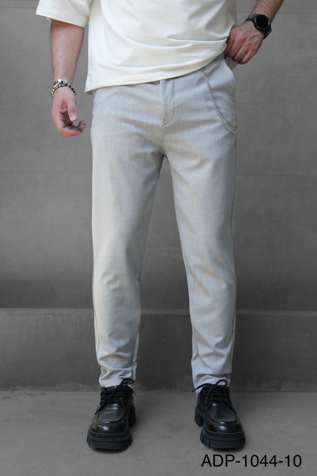 PANTALONI SLIM FIT ZIPPER LIGHT-GREY BGAS1157(1044-10) (MĂRIME: 34)