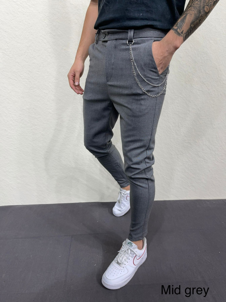PANTALONI SLIM FIT ZIPPER MID-GREY BGAS944(1044-3) (MĂRIME: 30)