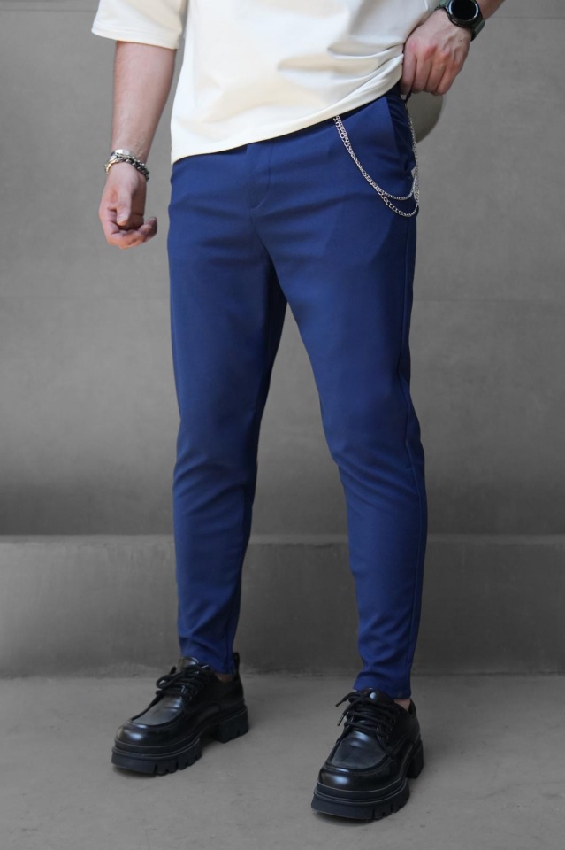 PANTALONI SLIM FIT ZIPPER NAVY-BLUE BGAS1156(1044-10) (MĂRIME: 31)