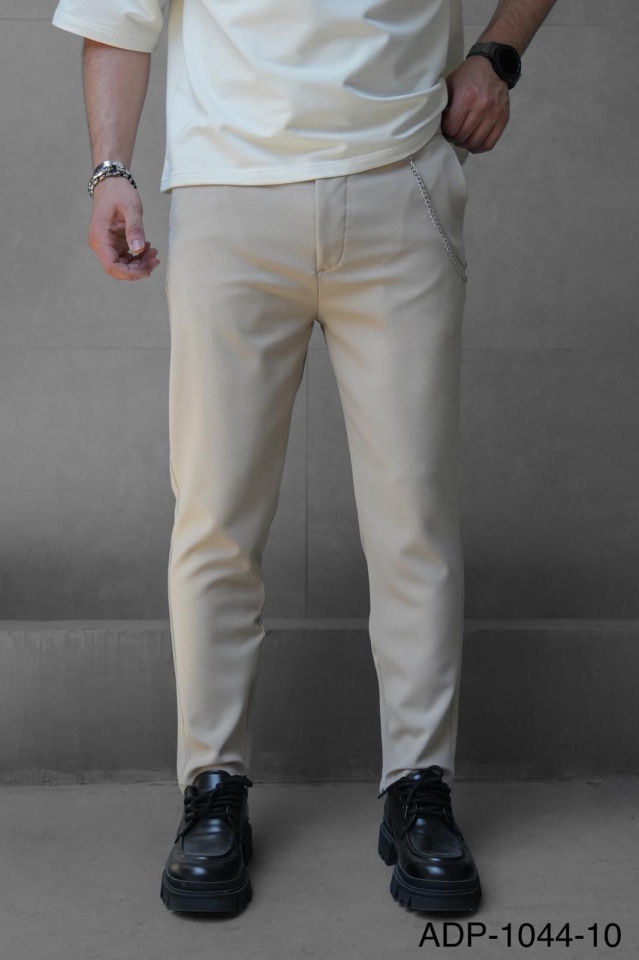 PANTALONI SLIM FIT ZIPPER STONE-BEIGE BGAS1155(1044-10) (MĂRIME: 36)