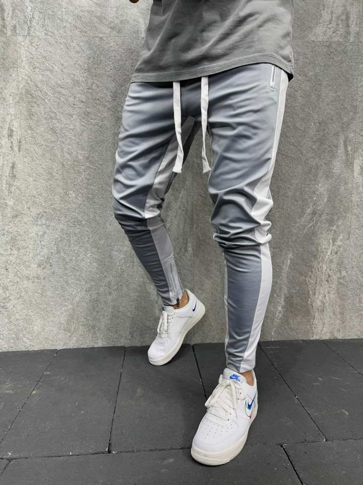 PANTALONI STRIPED ZIPPER GREY BGAS732(5400) (MĂRIME: XL)