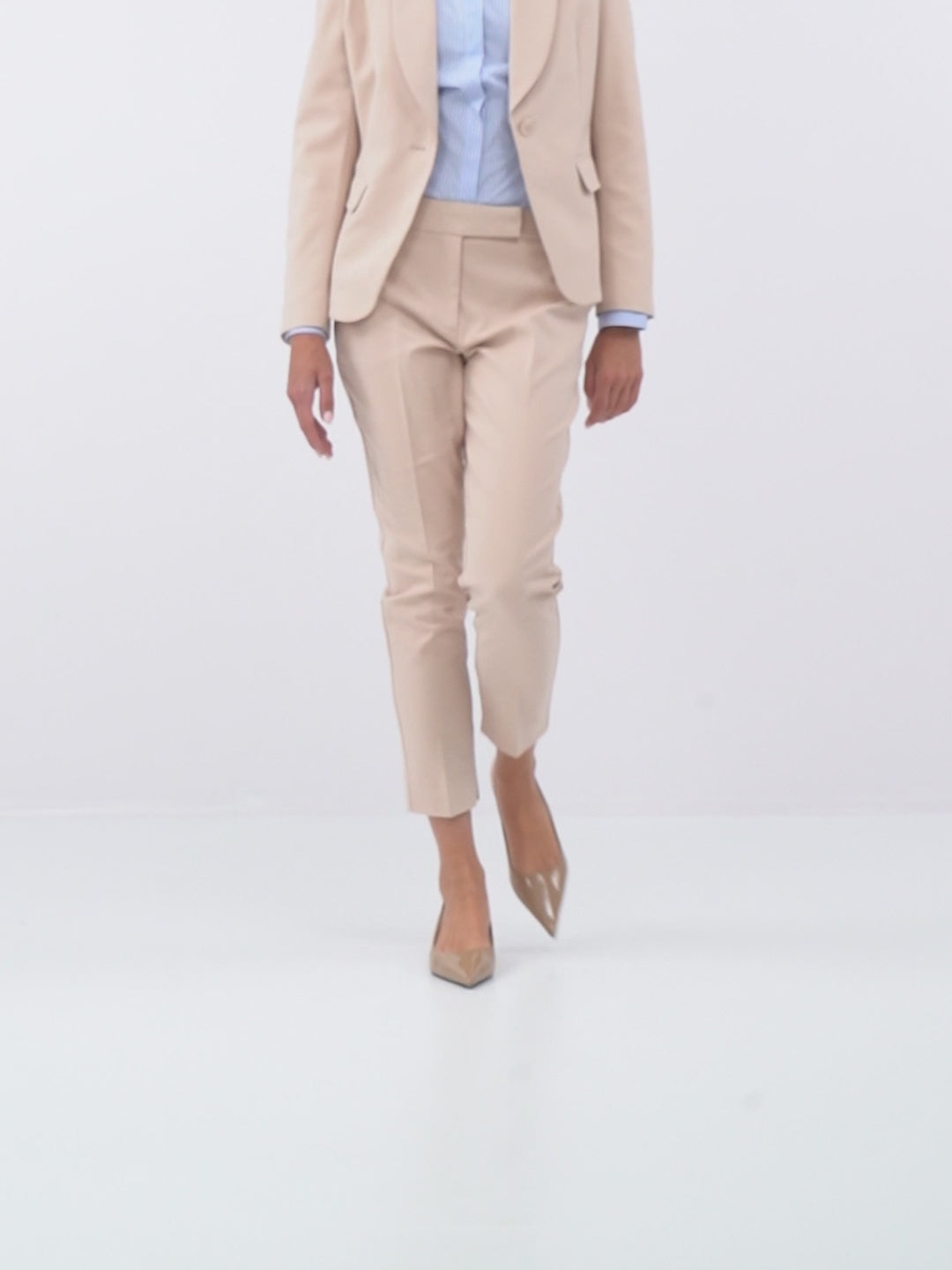 Pantaloni tip țigaretă cu buzunare pentru birou ORSAY beige - 42