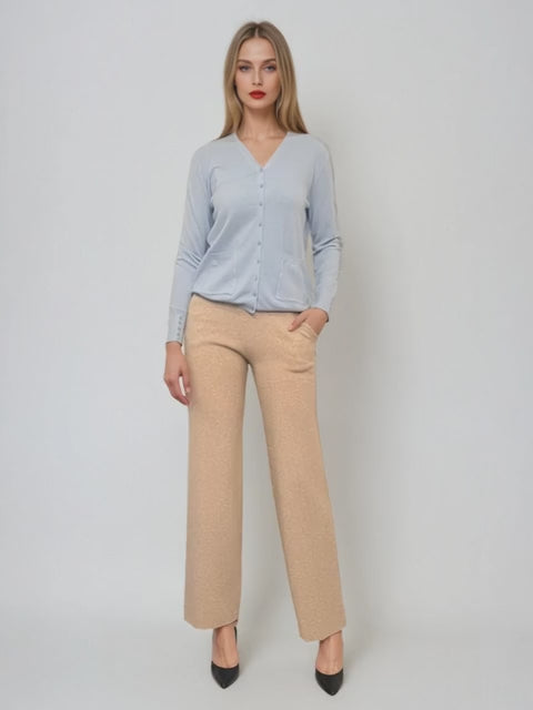 Pantaloni tricot office crem - Unica S-L
