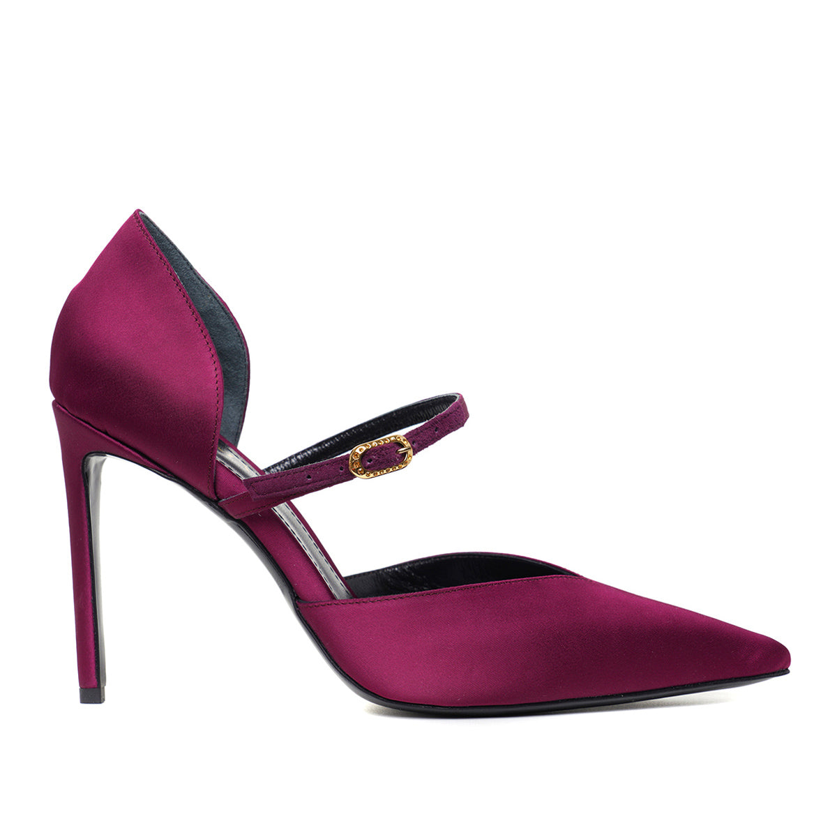 Pantofi Agnes in V Satin, Burgundy - Premium Collection - 35 / 10 cm