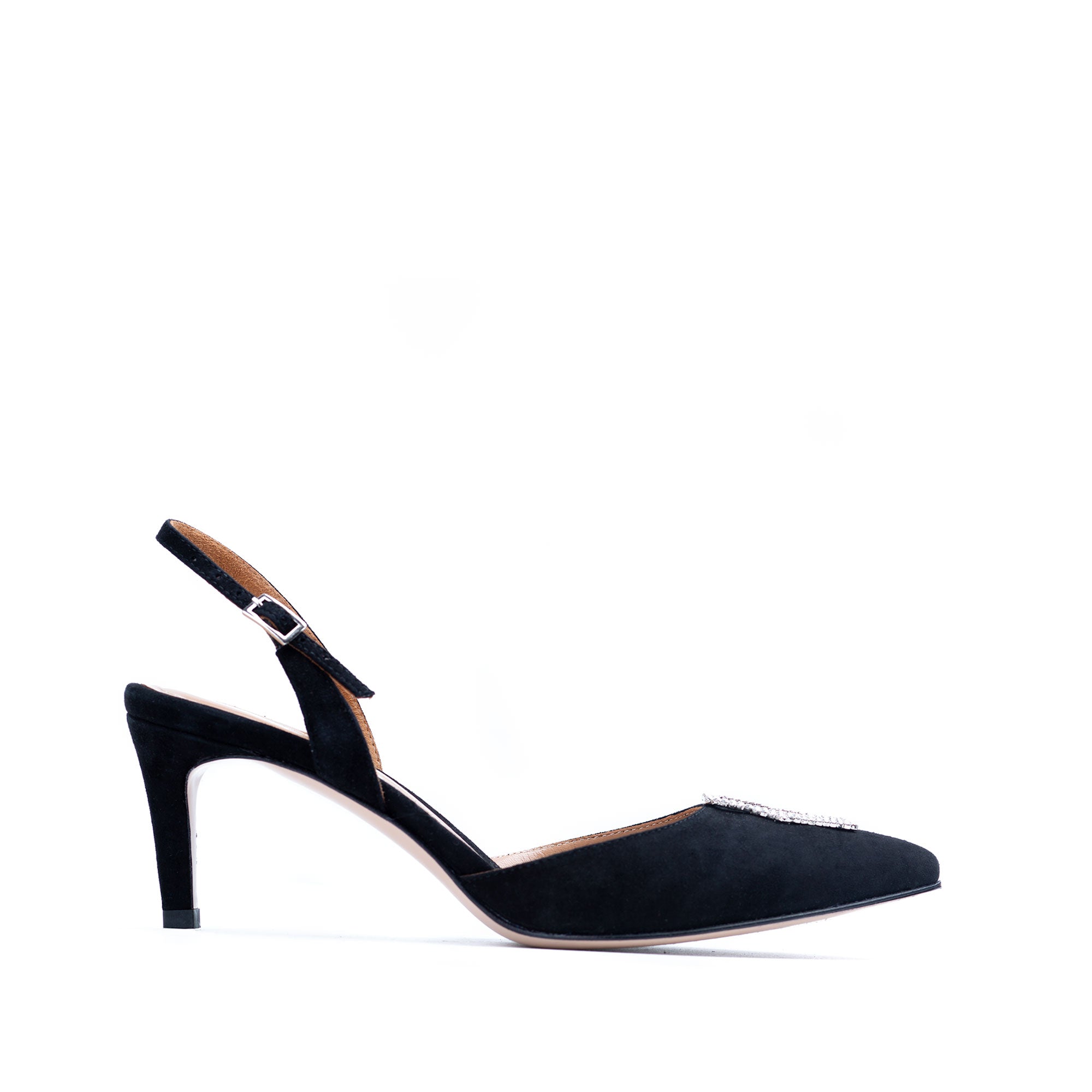 Pantofi Alice Cristale, Piele Intoarsa, Negri - 39 / 11 cm